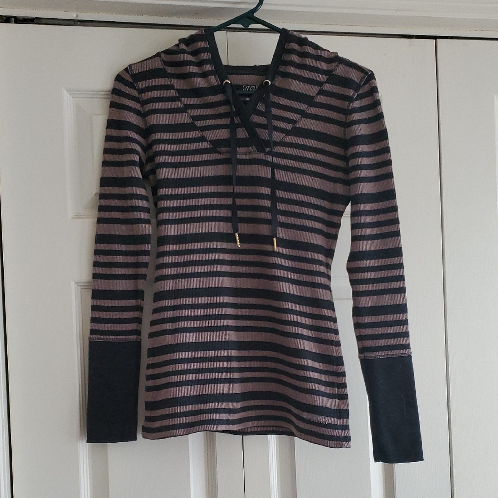 Calvin Klein Performance Striped Pullover Hoodie sz. S
